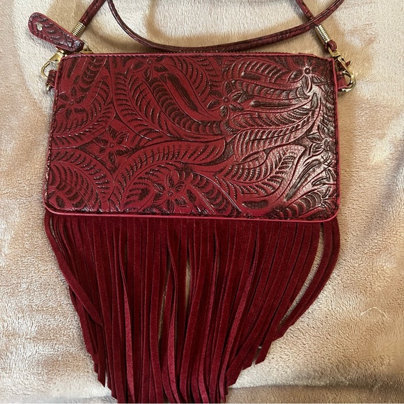 Free People Boho Red Fringed Crossbody bag - Picture 5 of 8